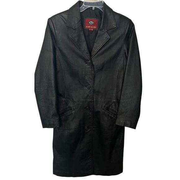 Marc Mattis Jackets & Blazers - MARC MATTIS LONG SLV FULL LENGTH BUTTON GENUINE LEATHER COAT, WOMENS, M, BLACK